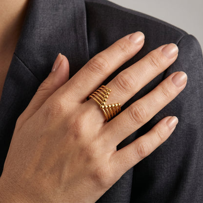 Chevron Beaded Ring - Adjustable