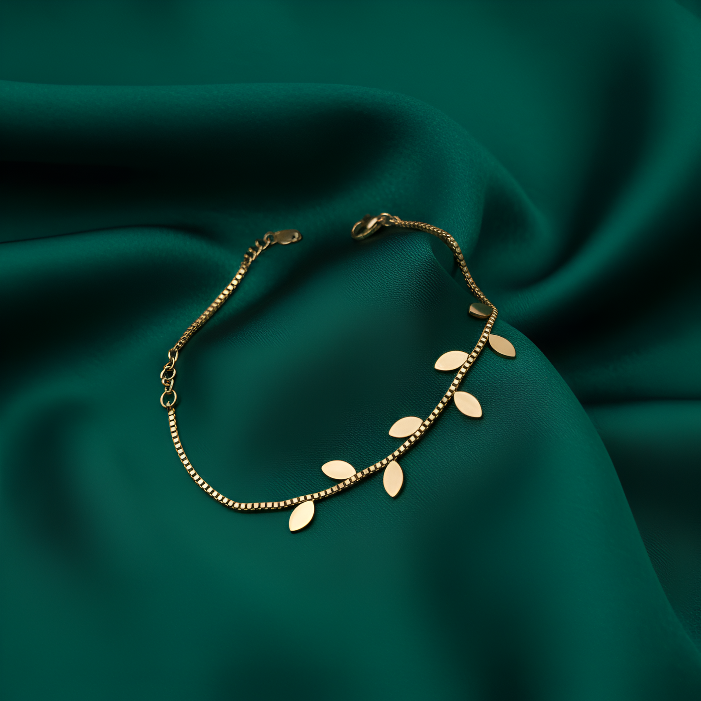 Gold Leaf Charm Bracelet