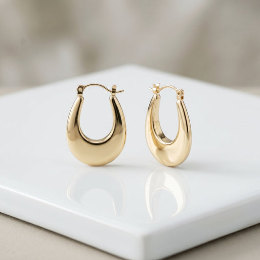 Gold Half Hoop Earrings - Stainless Steel