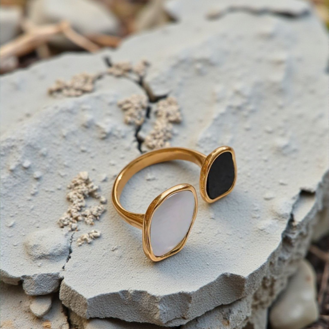 Acrylic Shell Stainless Steel Ring