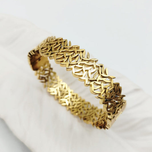 Hollow Leaf Bangle | Stainless Steel