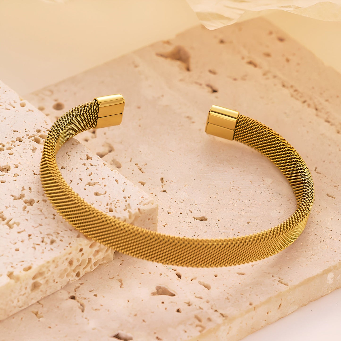 Comfortable Mesh C-Shaped Cuff - Stainless Steel