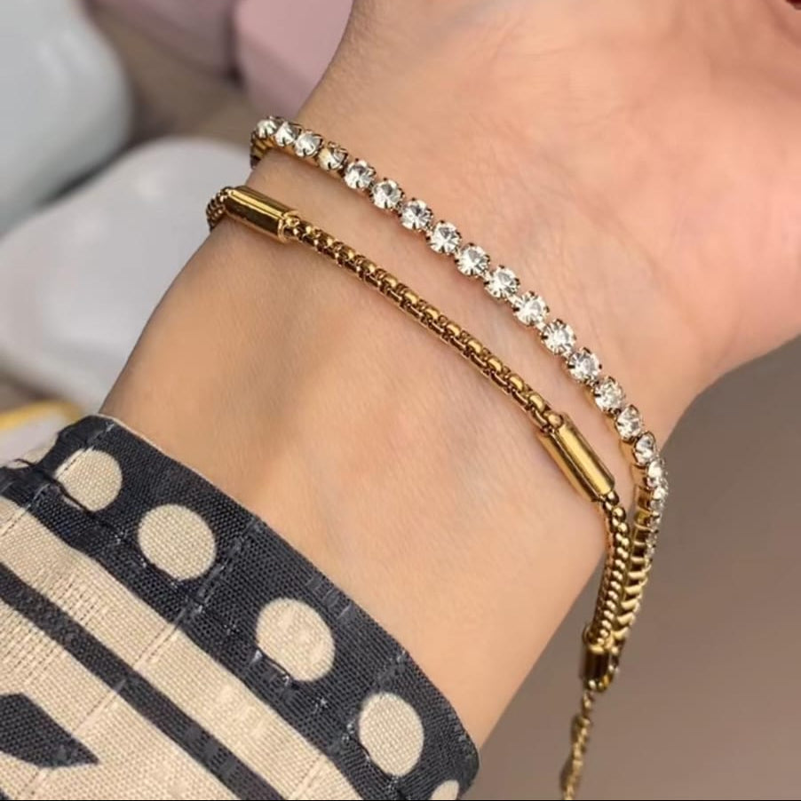 Two Layer Diamond Chain Bracelet
