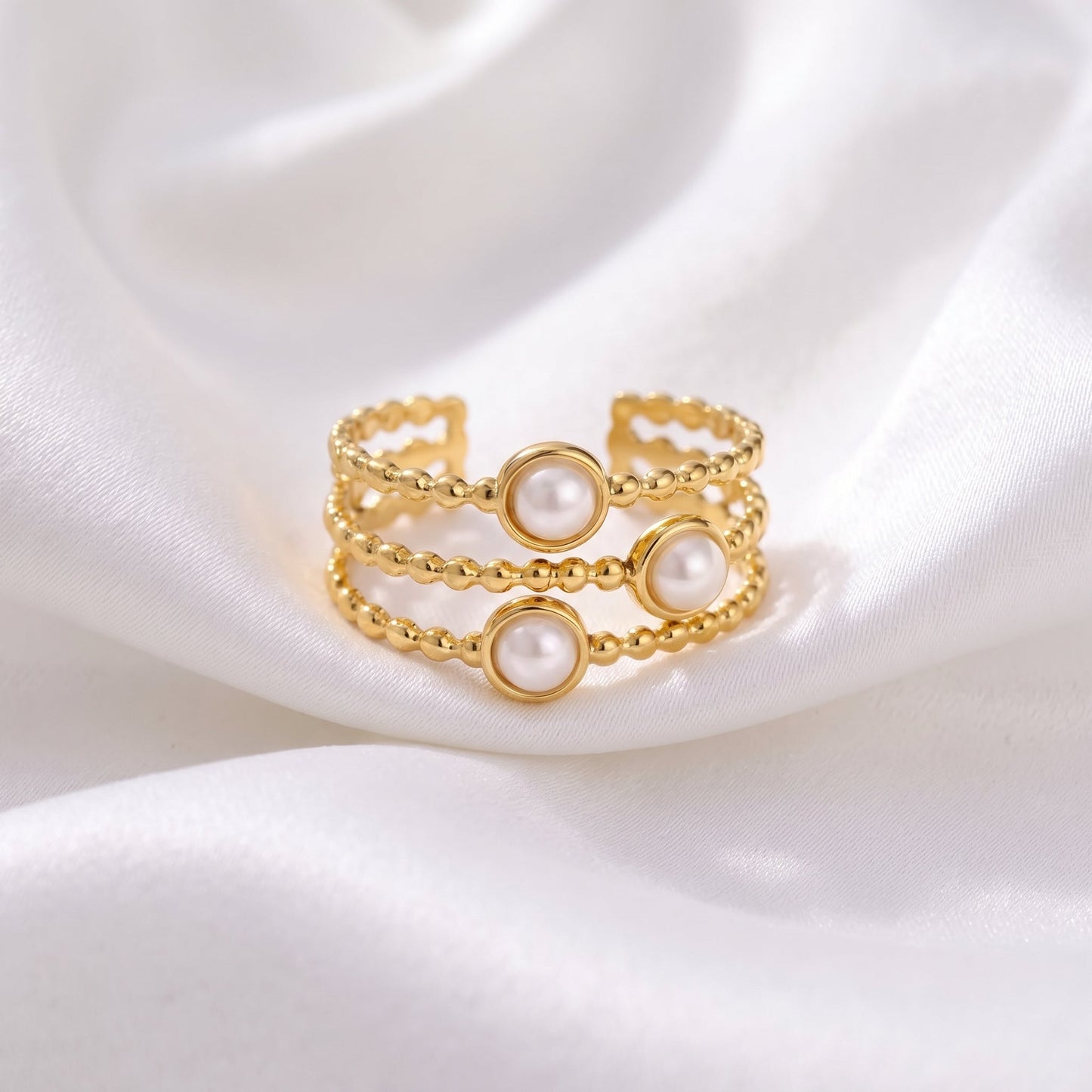 Camellia Pearl Ring - Adjustable