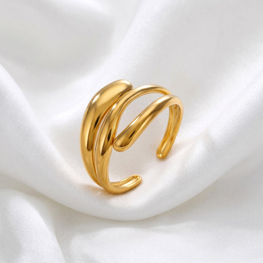 Golden Swirl Ring - Adjustable