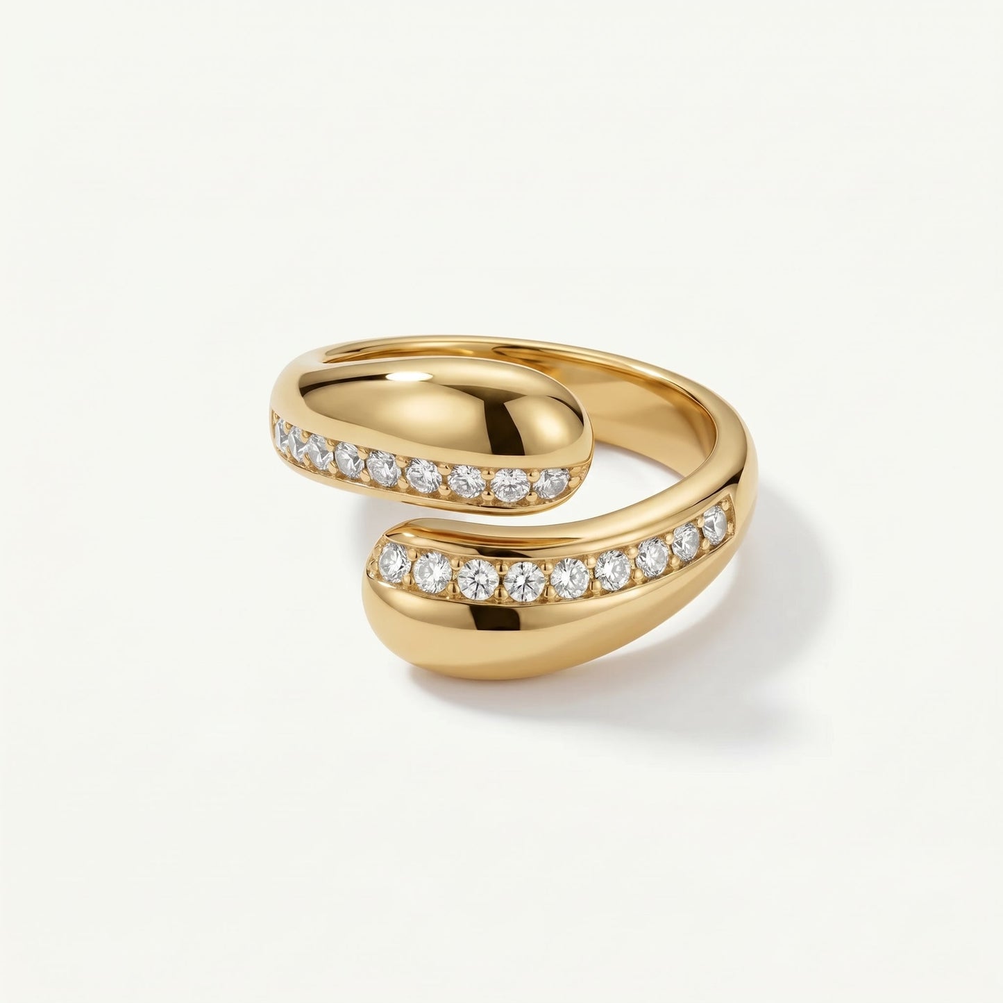 Diamond Studded Teardrop Ring - Adjustable