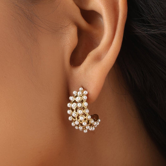 Pearl Hoop Earrings | Stainless Steel