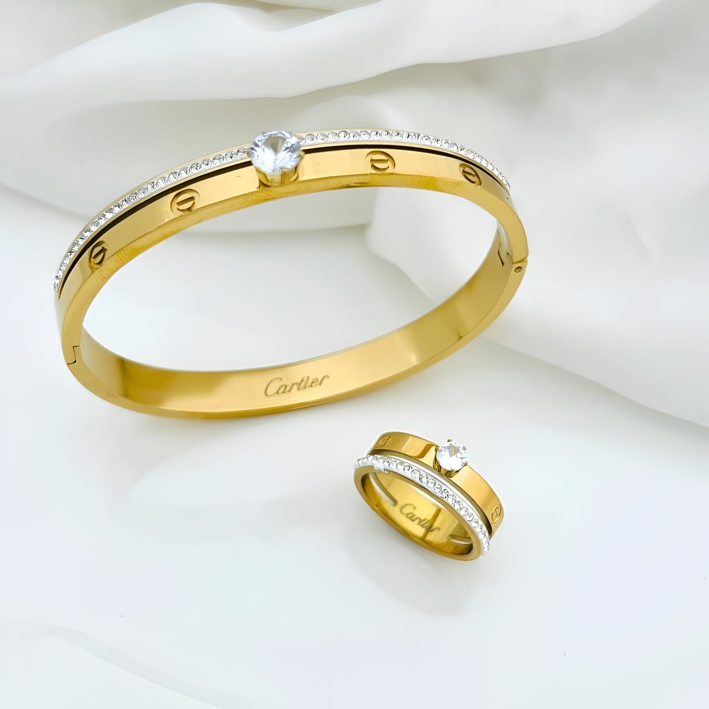 Premium Diamond Bangle + Ring