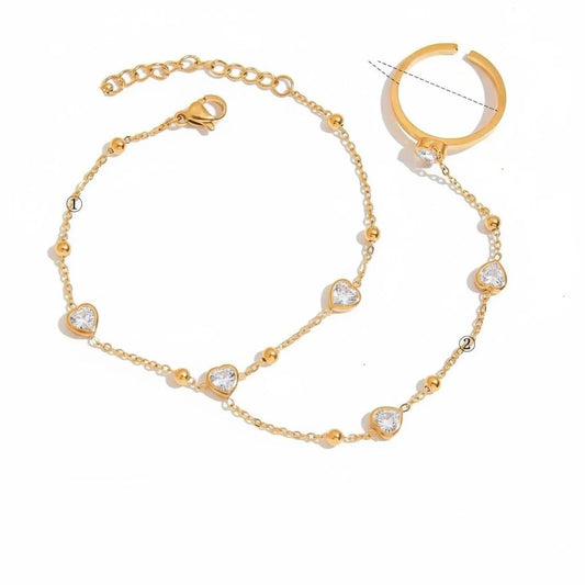 Heart Diamond Bracelet + Adjustable Ring