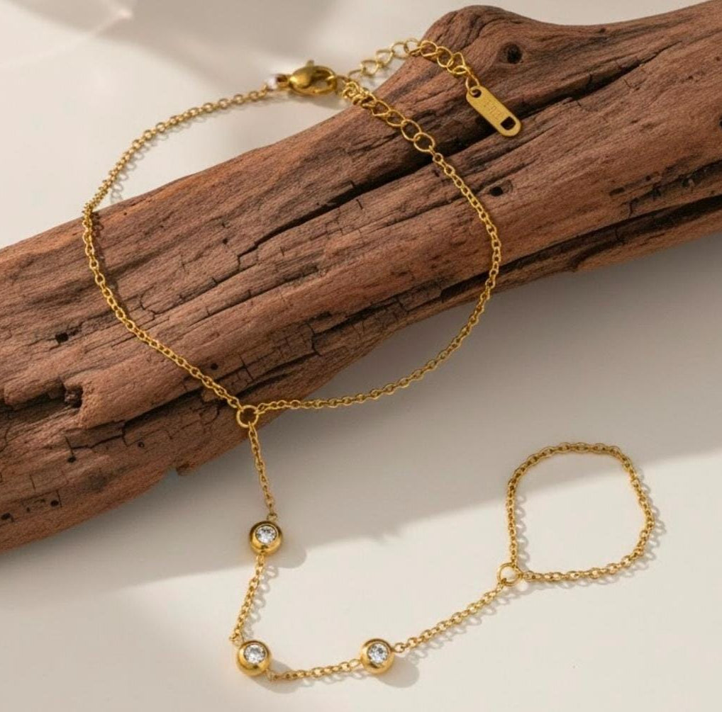 White Zircon Hand Chain | Stainless Steel