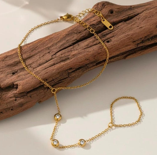 White Zircon Hand Chain | Stainless Steel