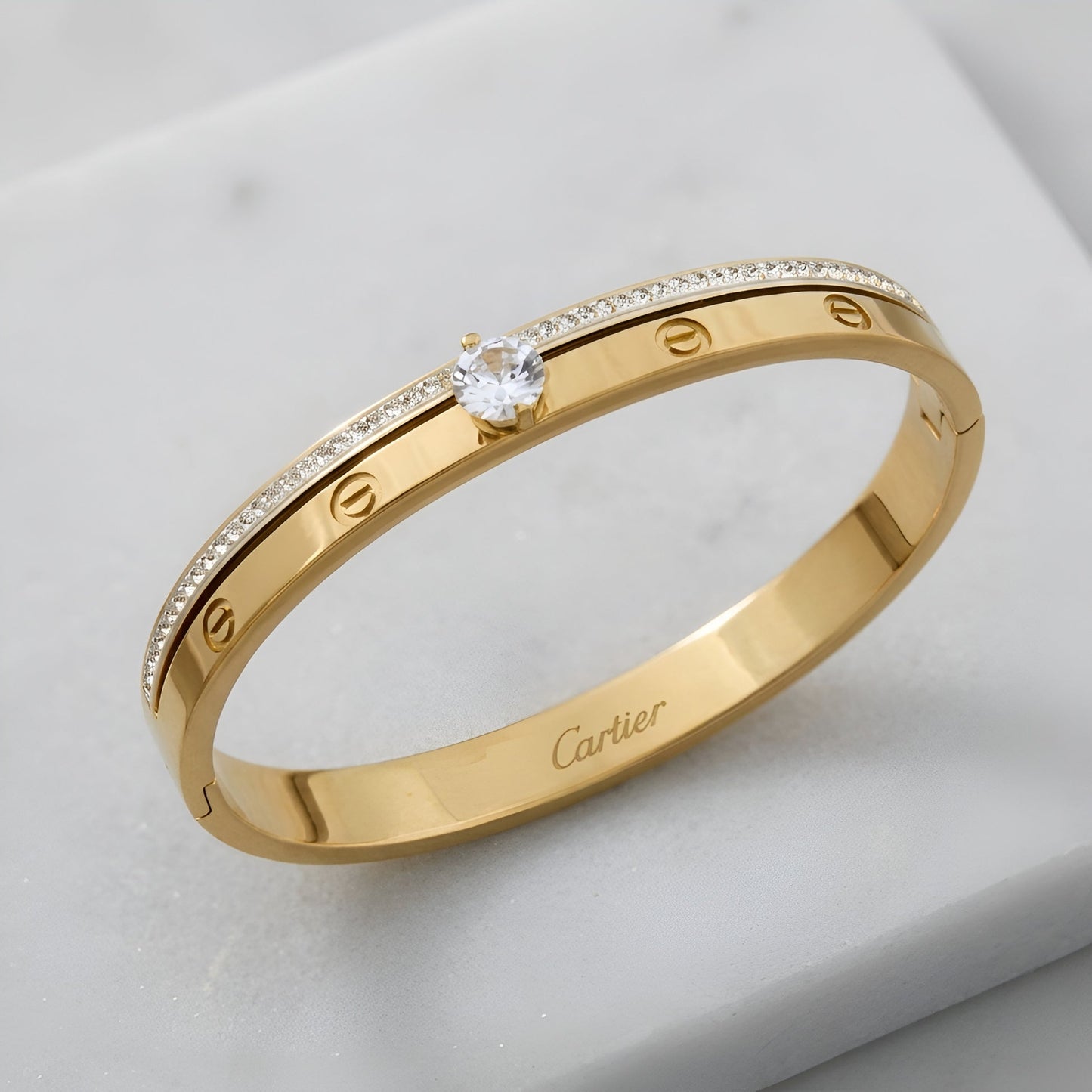 Premium Diamond Bangle - Stainless Steel