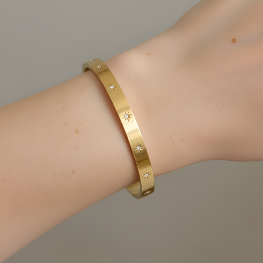 Diamond Star Cuff Bangle-Adjustable