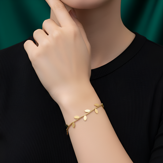 Gold Leaf Charm Bracelet