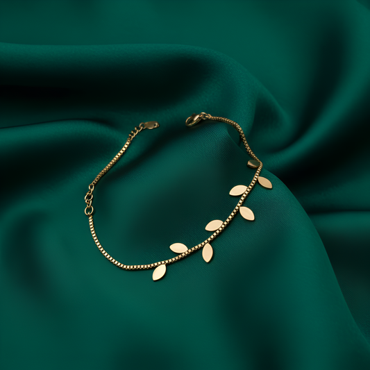 Gold Leaf Charm Bracelet
