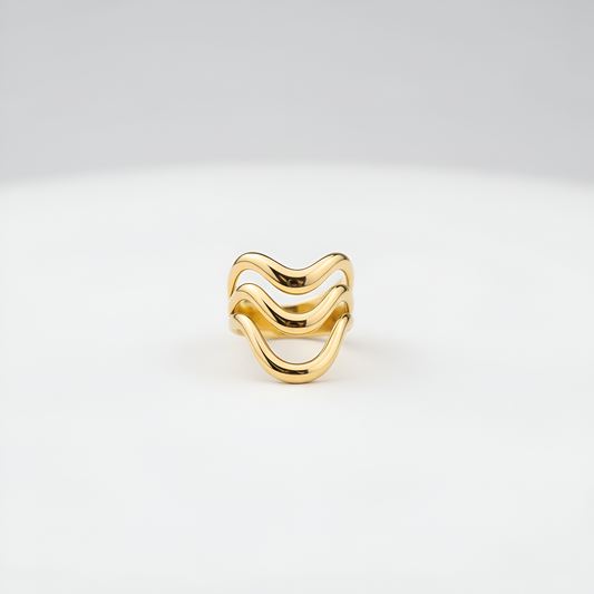 Wavy Stainless Steel Adjustable Ring