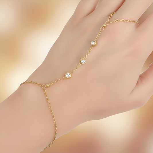 White Zircon Hand Chain | Stainless Steel