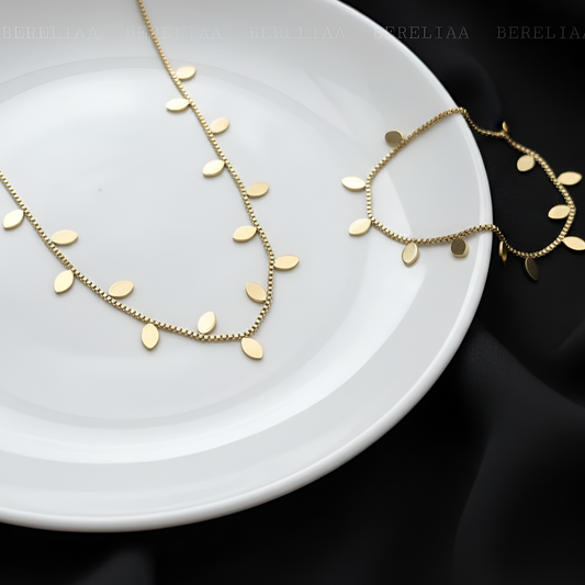 Gold Leaf Charm Set - Stainless Steel