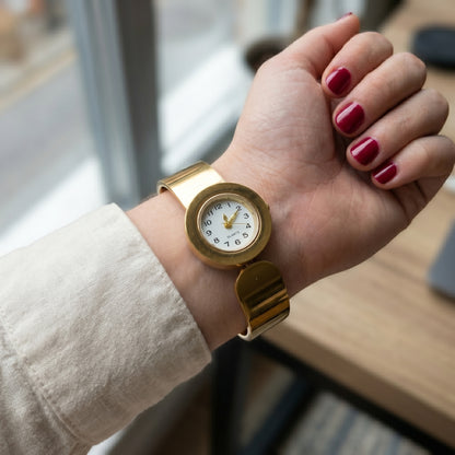 Elysian Round Dial Bangle Watch - Stainless Steel