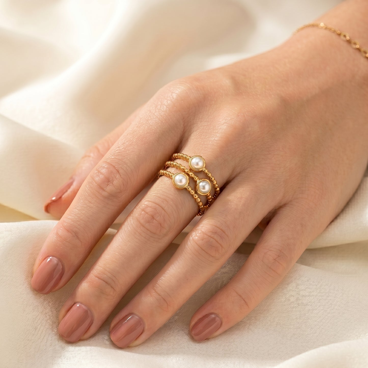 Camellia Pearl Ring - Adjustable