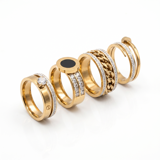 4-Piece Luxury Gold-Plated Ring Stack