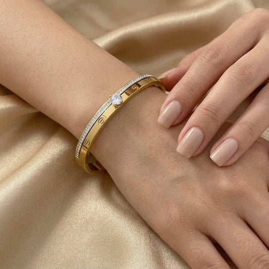 Premium Diamond Bangle - Stainless Steel