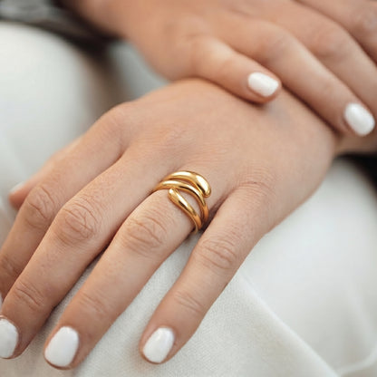 Golden Swirl Ring - Adjustable